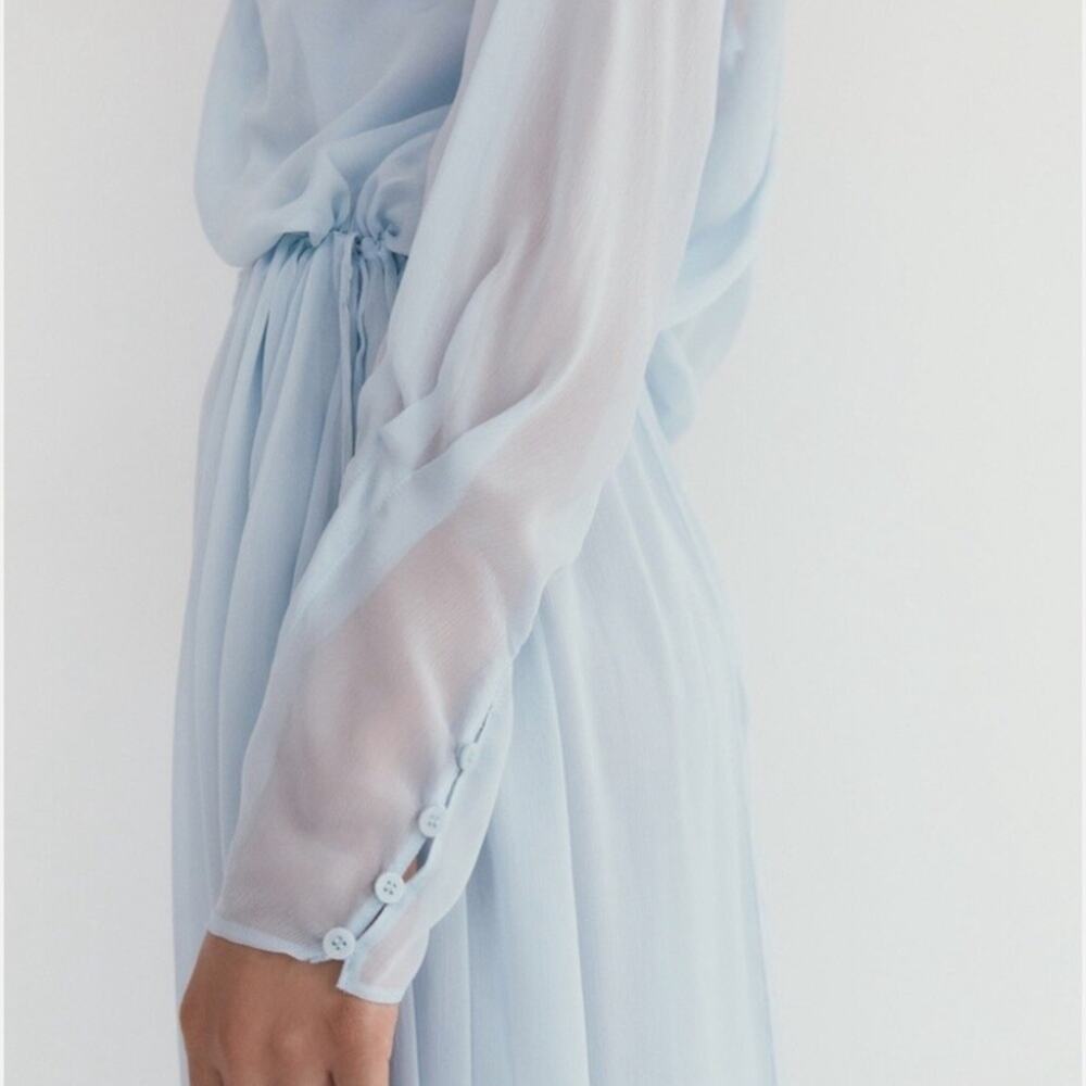 Zara NWTs Elegant Sheer Chiffon Blue Nightgown size small - Picture 5 of 13